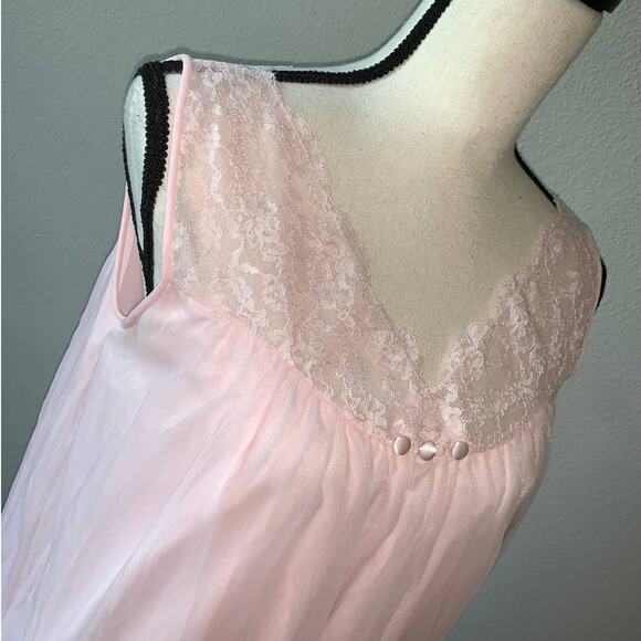 Pink Overlay Sleeveless Night with Lace inserts Vintage - Small - Picture 4 of 7